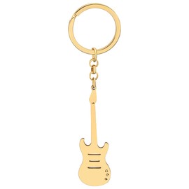 RAIDIN Stainless Steel Guitar Keyring for Women Girls Car Key Wallet Musical Instruments Jewellery Gifts for Music Lovers Charms, Gold-078