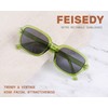 FEISEDY Retro 90s Rectangle Sunglasses Oval Yellow Sunglasses Trendy Irregular