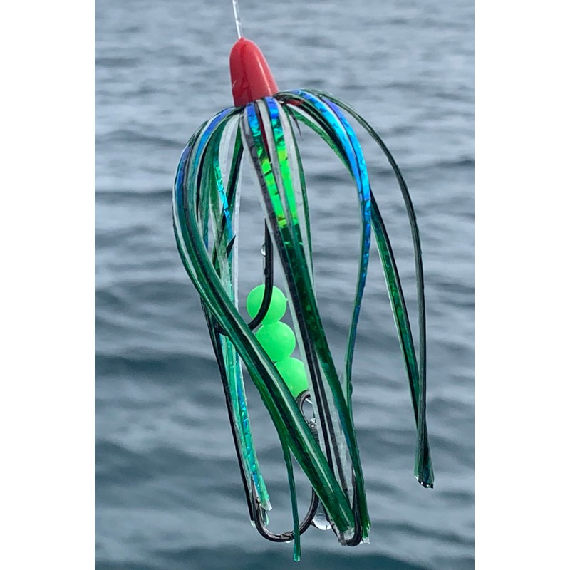 5 Pack 4" Salmon Trolling Fly & Leader Rig UV