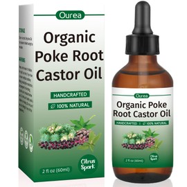 Organic Poke Root Castor Oil, Natural Lymphatic Support Massage Oil, Soothing Relief for Cysts, Boils, Breast, Fibroids, Swollen Lymph Nodes & Joint, Deep Tissue Drops – 2 Fl Oz, Citrus Spark