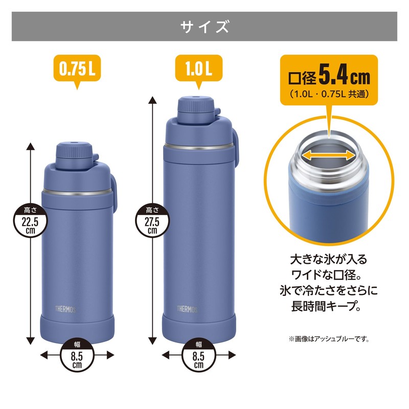 サーモス(THERMOS) Water Bottle, stainless-steel, ash blue, 1L
