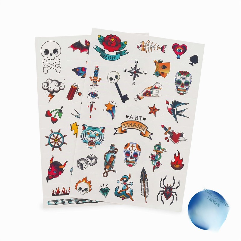 Legami - Temporary Tattoos for Kids Old School Theme, Washable,