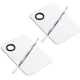 2 Pcs Stainless Steel Cosmetic Makeup Palette, Professional Cosmetic Mixing Makeup Palette Spatula Makeup Artist Tool, Beauty Salon Color Cream Mixing Palette With A Spatula Makeup Nail Art Palette