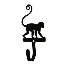 WH-281-S Monkey Silhouette Black Metal Decorative Small Wall Hook