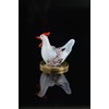 White Hen Brütend – Glass Miniature Figurine Figure Glucke "Brüt