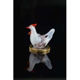 White Hen Brütend – Glass Miniature Figurine Figure Glucke "Brüt Toy Chicken Mini Display Case Display Case Easter Egg Easter Decoration