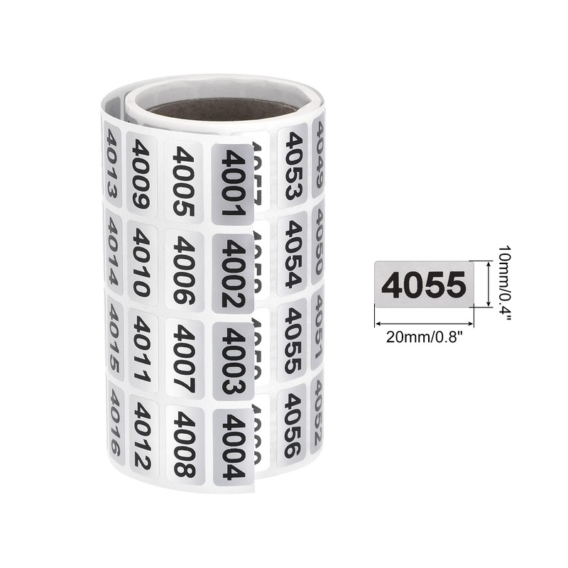 4001 to 5000 Inventory Number Sticker Labels, 0.39x0.79 Inch, Waterproof