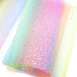 Rainbow Tulle Decorative Fabric Tulle Ribbon Table Runner Tulle Net Glitter Tulle Fabric 30 cm x 9 m for Christmas Wedding Party Decoration Crafts