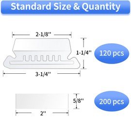 Hanging File Folder Tabs, 120 Pcs File Folder Tabs and 200 Pcs Inserts, File Tabs for Hanging Folders, Plastic Hanging Folder Tabs, Clear Hanging File Tabs for File Folders