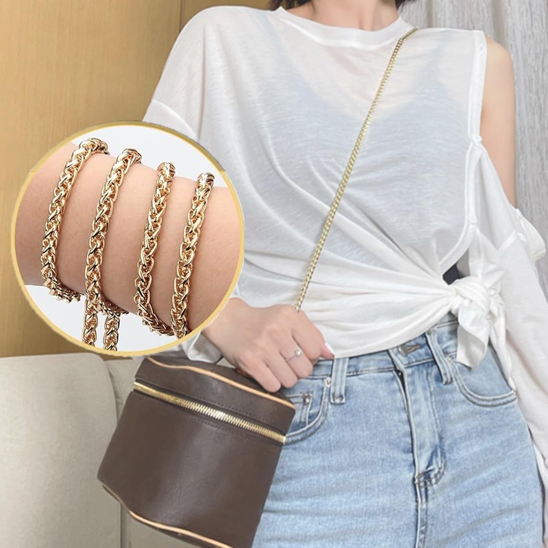 BLOOPIC 1PC Gold Wallet Chain Metal Shoulder Strap Replacement Bag