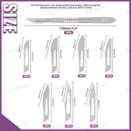 Swpeet 73Pcs 6 Styles #18#20#21#22#23#24#25 Scalpel Blades Surgical Grade Blades with #4 Scalpel Knife Handle Assortment Kit, Biology Lab Knives for Biology Lab Anatomy, Practicing Cutting