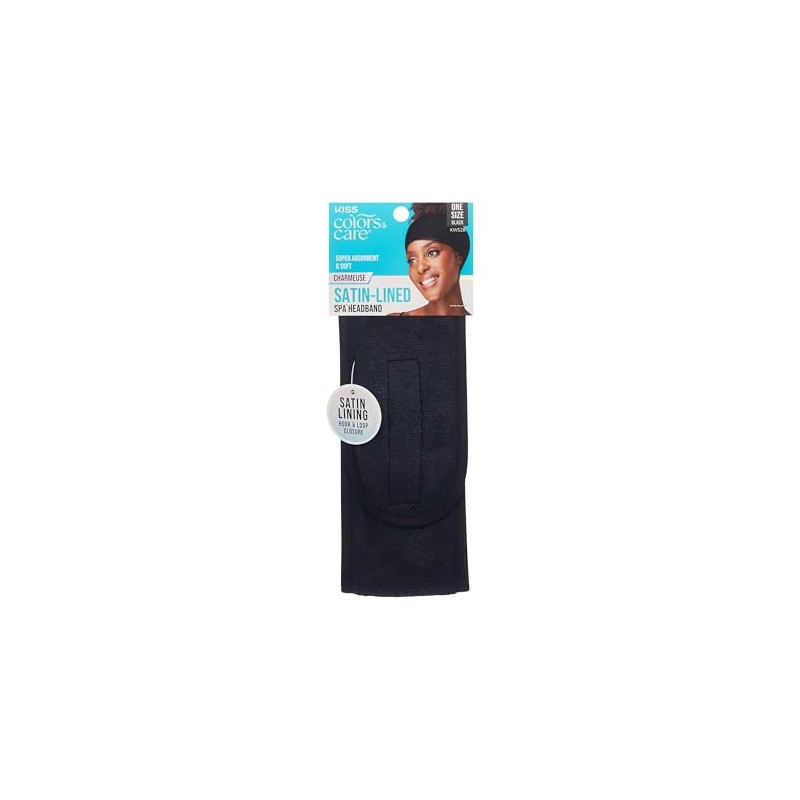 KISS Colors & Care Satin-Lined Spa Headband, Super Absorbent Soft