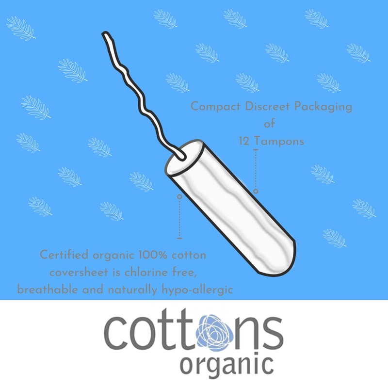 Cottons 100% Natural Cotton Teen Tampons, Mini (Light Flow), tampons