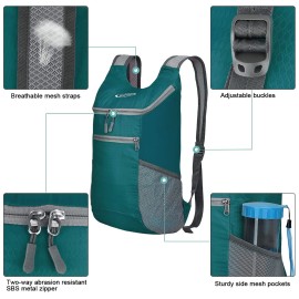 G4Free Durable Dark Green 11L Backpack Lightweight Foldable for Travel and Day Trips