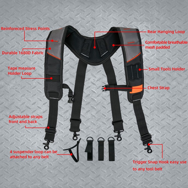 KUNN Tool Belt Suspender with Magnetic Wristband for Framer Carpenter