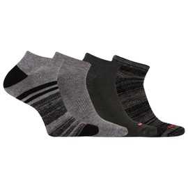 Merrell Men's and -Women's Cushioned Midweight Low Cut Socks-4 Pair Pack-Unisex Moisture Management and Anti-Odor, Black, Small-Medium