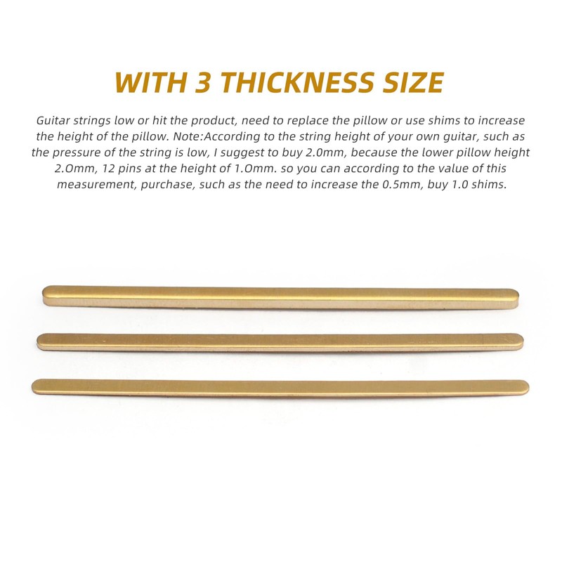 MAXCHEER 3pcs Saddle/Nut Height adjusting Shim Brass Durable Heightening Gasket
