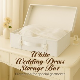 HANGERWORLD Large White Wedding Dress Box Storage with Acid Free Tissue Paper Wedding Dress Preservation Box Under bed Storage and Travel Case