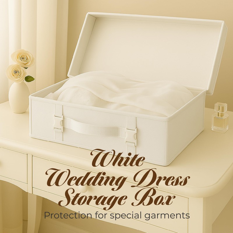 HANGERWORLD Large White Wedding Dress Box Storage with Acid Free