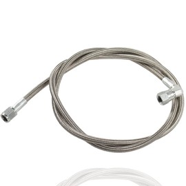 GSTP Turbo Oil Feed Line 48" Length Steel Braided - 4AN 90 Degree Straight Hose Oil Supply Line End Pressure Stainless Remote Turbocharger Sensor Teflon