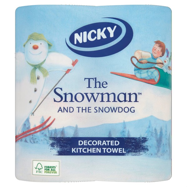 Nicky The Snowman and The Snowdog Decorated Kitchen Towels, Pack of 2