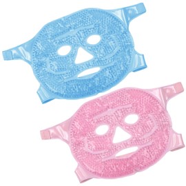 GEN'C BEAUTY Ice Face Mask 2-Pack (Blue & Pink) – Reusable Gel Mask with Adjustable Strap for Hot & Cold Compress