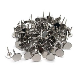 S SYDIEN 100Pcs Flat Head Upholstery Tacks Home Furniture Decor Tack Upholstery Nails Pushpin Thumb Tacks,Silver Tone (11mmx17mm)