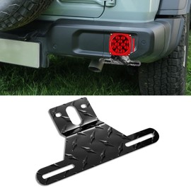 RGOAANC Trailer License Plate Bracket, Trailer Mount Plate Frame, Aluminum Trailer License Plate Light Bracket with Light Mount Hole, Universal License Plate Light Mounting Kit for RV, Boat