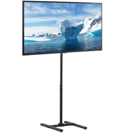 VIVO Extra Tall TV Floor Stand for 13 to 65 inch Screens up to 44 lbs, LCD LED OLED 4K Smart Flat, Curved Monitor Panels, Max VESA 400x400, Tall Pole for Treadmills and Ellipticals, Black, STAND-TV18