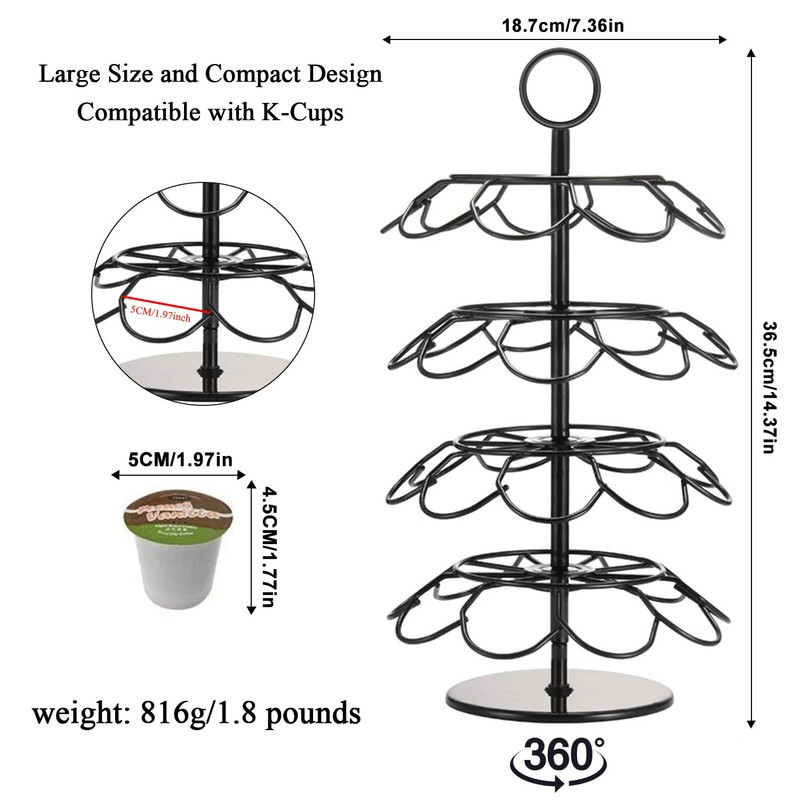SHURFFY Coffee Pod Carousel Holder Organizer Compatible with 36 Cup