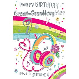 Great-Granddaughter 9th Age 9 Have A Great Day Headphones Happy Birthday Card