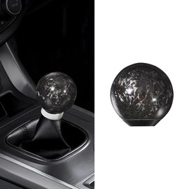 Blueshyhall Car Gear Knob Forged Carbon Gear Knob Round Ball Black Matt Aluminium Metal Gear Lever Handle Gear Knob Manual Automatic with M8/10/12 Adapter Car Tuning Interior Accessories