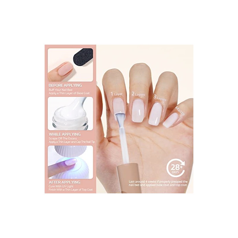 GAOY- Esmalte de uñas en gel blanco lechoso, 16 ml,