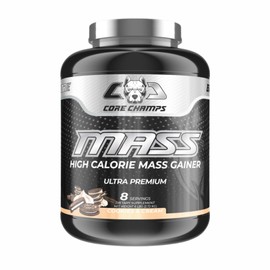 Core Champs Mass Gainer for Bulking | High Calorie + 50g Quality Whey Protein | Fast Digesting Carbs | Loaded with BCAAs | 6 Pounds (Cookies & Cream)