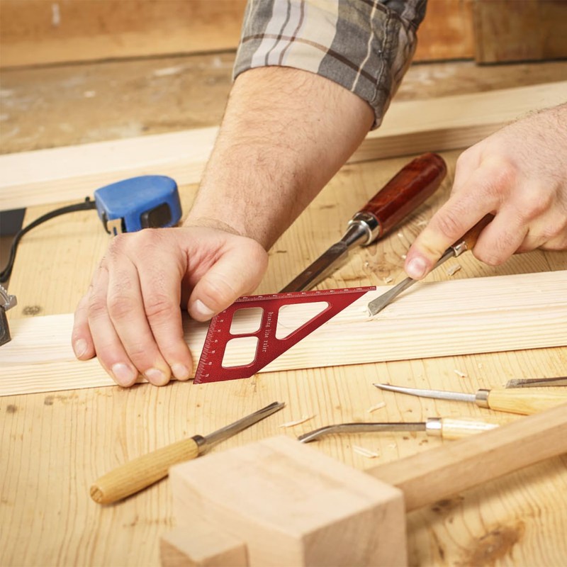 Multi Angle Measuring Ruler, 45°/90° Aluminum Alloy Woodworking Angle Ruler,