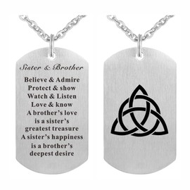 FALOGI Sister and Brother Necklace, Sibling Jewellery Gifts for Sister and Brother