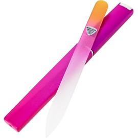 Glass Nail File Manicure Nail Care, Gold/Magenta - Bona Fide Beauty Genuine Czech Glass