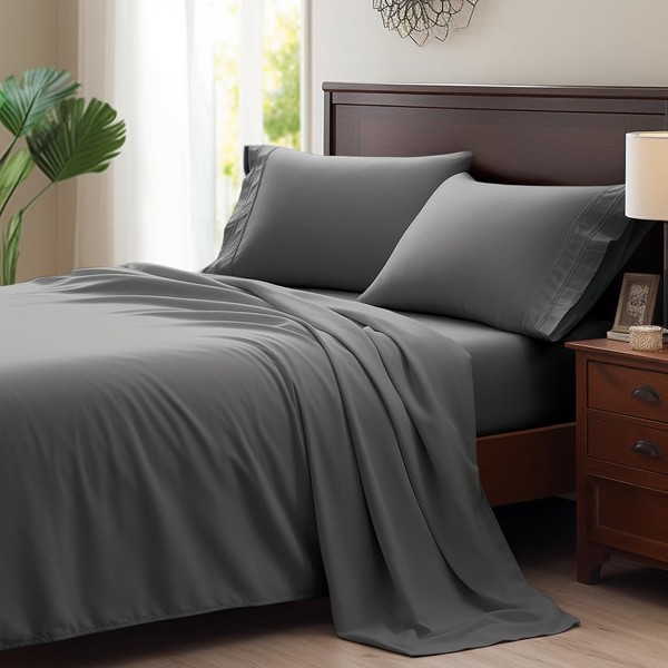 AiAngu Bed Sheet Set, Comfy Breathable & Cooling 4Piece Sheets