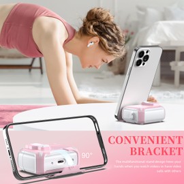 MHYALUDO for AirPods Pro 2nd/1st Generation Case Cover, Compatible with Magsafe, Magnetic Automatic Lock, Charging Port Dust-Proof & Stand Design with Cleaning Kit, Snow White/Girly Pink