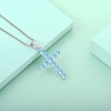 STARCHENIE Cross Necklace Sterling Silver Crucifix Pendant Created Aquamarine Jewelry