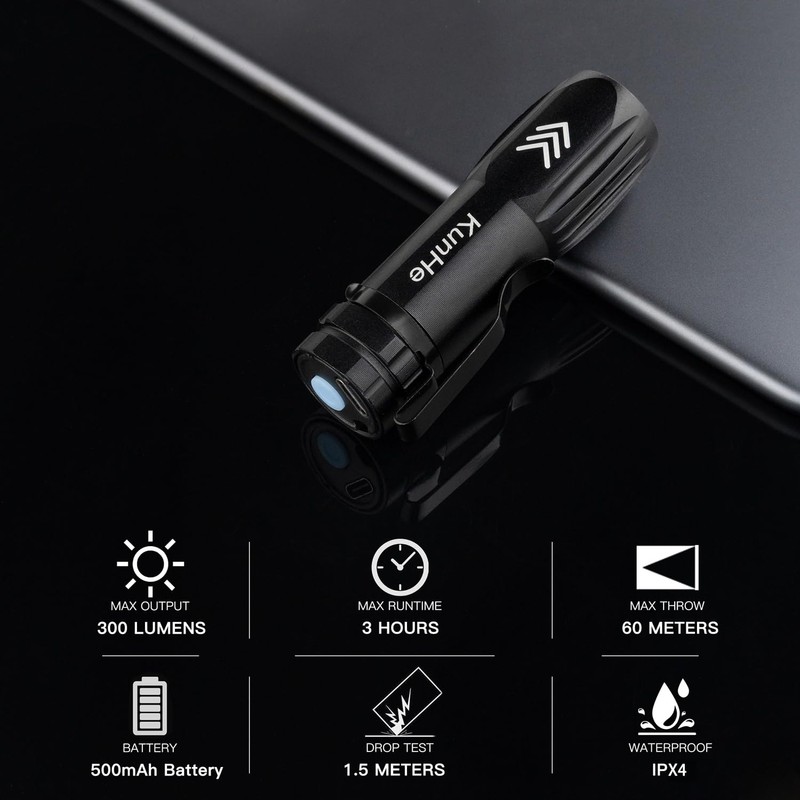 KunHe 10 Pack Small Rechargeable Flashlights Bulk USB-C Mini High
