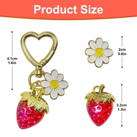 BBRDXOOL Cute Keychain for Women Purse Red Strawberry Daisy Heart Keychain Girls Accessories, red, L