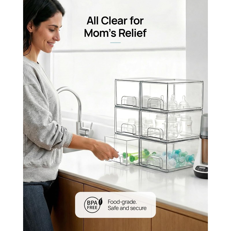 Vtopmart 12 Pack Small Clear Stackable Storage Drawers