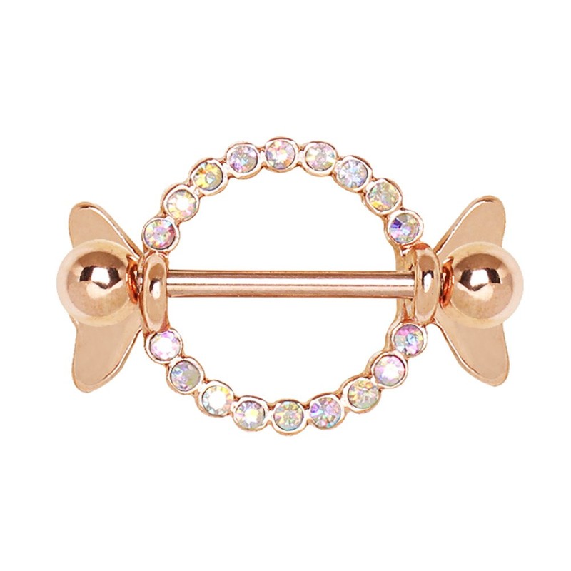 PIERCE ME (2pcs) Rose Gold Plated AB Clear Jeweled Sweat