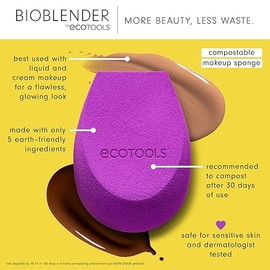EcoTools, Bioblender Duo, Esponja para Difuminar y Mezclar Maquillaje, Dúo de Esponjas Biodegradables, 2 piezas