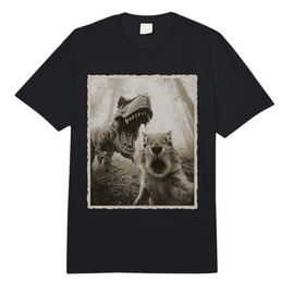 Squirrel Selfie with Dinosaur, Funny Tyrannosaurus Rex Photo Comfort Colors Adult Heavyweight T-Shirt