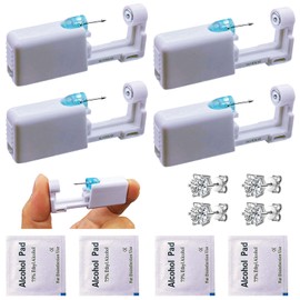 Painless Ear Piercing Guns Earrings 12 Pack Easy to Use Ear Piercing Kits Comes with Cute Cubic Zirconium Stud Earrings (5mm Silvery white)