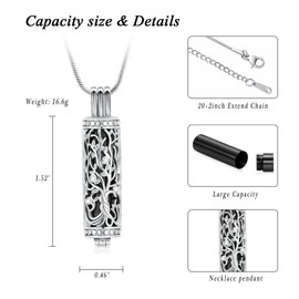 VCCWYQK Cylinder Cremation Jewellery Tree of Life Urn Ash Necklace for Women Men Bottle Cremation Ash Pendant Loved Memorial Jewellery, Stainless Steel, No Gemstone