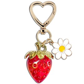 Crizaor Strawberry Keychain Strawberry Purse Kawaii Accessories Strawberry Bag Accessories Flower Keychain Strawberry Charms Purse Accessories