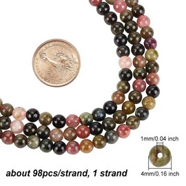 OLYCRAFT 98 Pieces 4 mm Natural Tourmaline Beads Black Tourmaline Beads Natural Gemstone Beads Round Natural Stone Beads Energy Stone with 1 mm Hole for Necklace Bracelets Jewellery Making
